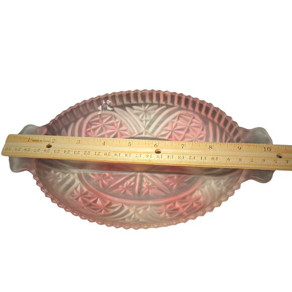 Vintage Frosted Pink Glass Divided Dish - Picture 5 of 5